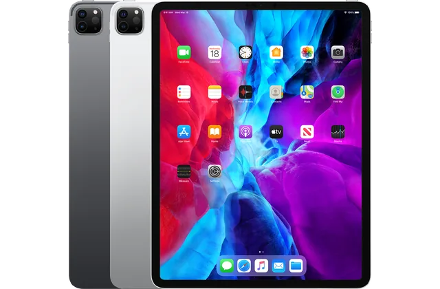 Back color options and front view of iPad Pro 12.9-inch (4th generation), 2020 for model identification
