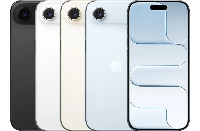 Back color options and front view of iPhone Air for model identification